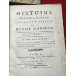 Books: Historie De La Russie Modern, Tome Troisieme, leather bound Volume III and a small leather