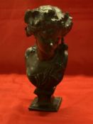 After A. Carrier bronze of a lady on a shaped base with ivy in her hair, signed A. Carrier. 8ins.