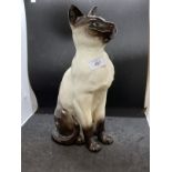 20th cent. Ceramics: Beswick Siamese Cat painted to base Beswick England with original green label