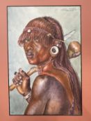 Joy Adamson (1910-1980): Portrait of Lojasa Leakono, signed Joy lower left and inscribed Lojasa