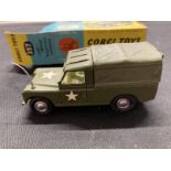 Toys: Diecast vehicles Corgi 357 Land Rover 1964-66, military green, lemon interior, White Star, '