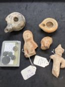 Ancient Artefacts: Excavated from Romano-Greek Cyprus including terracotta Cypro-Archaic figure