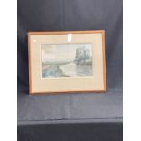 Roy Beddington (1910-1995): Watercolour Fishing on the River Test, signed lower right, framed and