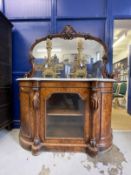 Victorian burr walnut mirror back credenza the mirror back carved with scrolls and flowers above a