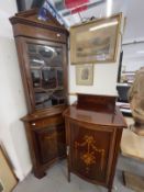 Edwardian Regency revival mahogany corner cupboard with arched top glazed doors above a cupboard