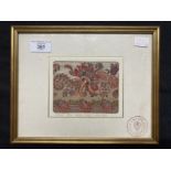 Needlework: Sample of a fine paisley design c1830, the mount stamped Empire Collections, framed