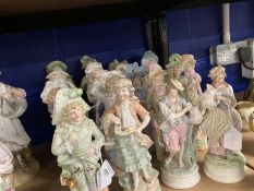 Ceramics: Continental bisque figures all couples. Tallest 10ins. (9 pairs)