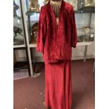 Ismay Collection: Fashion: Enos Ltd Mount St. Mayfair red velvet floor length dinner dress, shaped