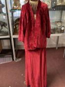 Ismay Collection: Fashion: Enos Ltd Mount St. Mayfair red velvet floor length dinner dress, shaped