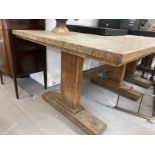 1920s/30s Art Deco oak refectory table with stylised legs in the manner of Heals. By repute ex-