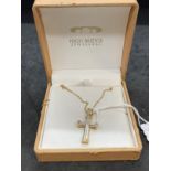 Hallmarked Jewellery: 9ct gold belcher link chain, length 20ins, with a cross attached set with