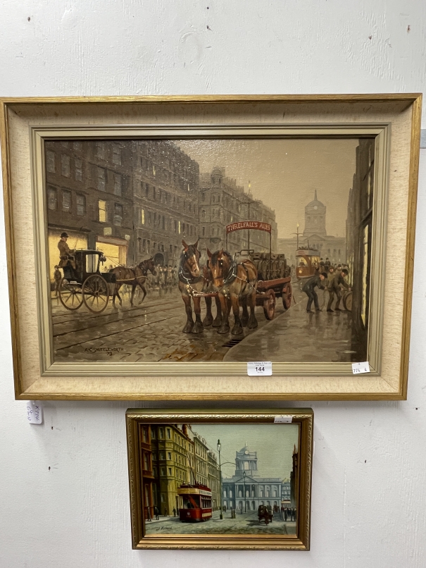 A.C. Shuttleworth 1973: Acrylic on board Castle St. Liverpool, signed lower left, framed. 20ins. x