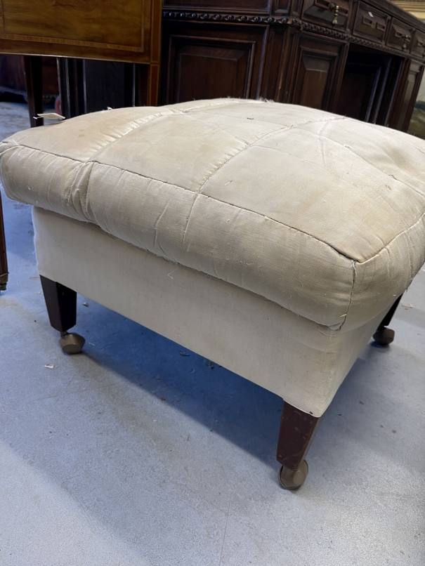 Ismay Collection: Provenance ex-Haselbech Hall (Hazelbeech) footstool, Howard & Son, on square