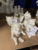 Late 19th/Early 20th cent. Ceramics: Crested ware cat with a bandage around her head, Eastbourne,