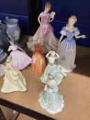 20th cent. Ceramics: Figurines, Coalport Jo, Cassie, Jill and Beatrice. Royal Doulton Josephine