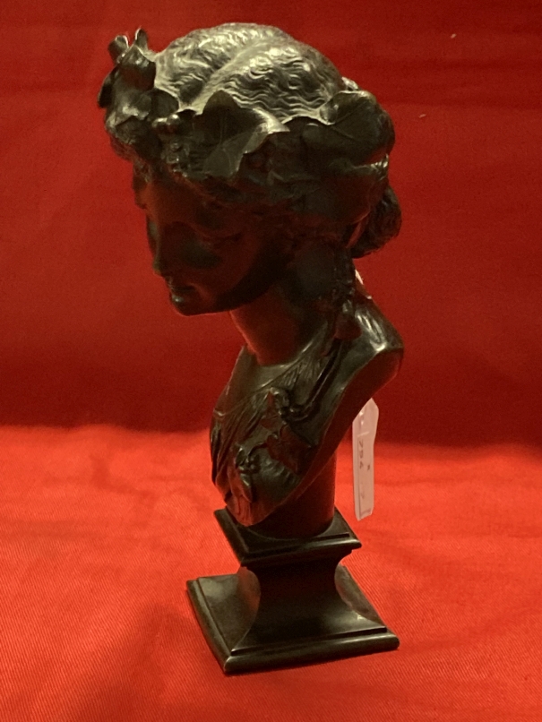 After A. Carrier bronze of a lady on a shaped base with ivy in her hair, signed A. Carrier. 8ins. - Image 2 of 4
