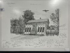 Militaria: Prints, RAF limited edition print depicting 617 'Dambuster' Squadron memorial at Woodhall