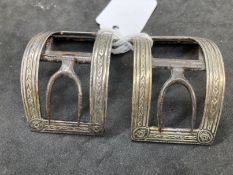 White metal pair of Georgian shoe buckles, test as silver. Weight 2oz.