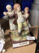 19th cent. Staffordshire pearlware, Dudson figure group 'Contest' boy and girls playing, poly chrome