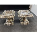 19th/20th cent. Pair of white metal rectangular shaped salts, scrolled pattern tests as silver,
