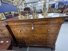 Mid 19th cent. Northern European Biedermeier style walnut and burr wood four drawer chest of drawers