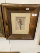 19th cent. Oil of a forest landscape in a gilt frame. 9½ins. x 13¼ins. Plus an oil of a walking