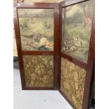 Late 19th/early 20th cent. Mahogany dividing screen, the front four panels, two with inset Morris