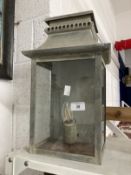 20th cent. Outdoor zinc and glazed lamps with unwired electrical fittings. (4)
