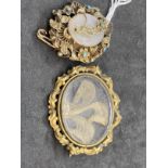 Jewellery: Two Pinchbeck mourning brooches, one with the hair box at front, the other with the