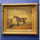 Edward Garraway: 19th cent. Oil on canvas, horse and dog in stable, signed lower right Edward