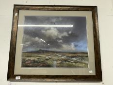 English School: Holloway late 20th cent. Pastels on paper Moorland Sky, signed bottom right,