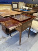 Edwardian Waring & Gillows mahogany butlers serving table with fruitwood banding and inlay, the