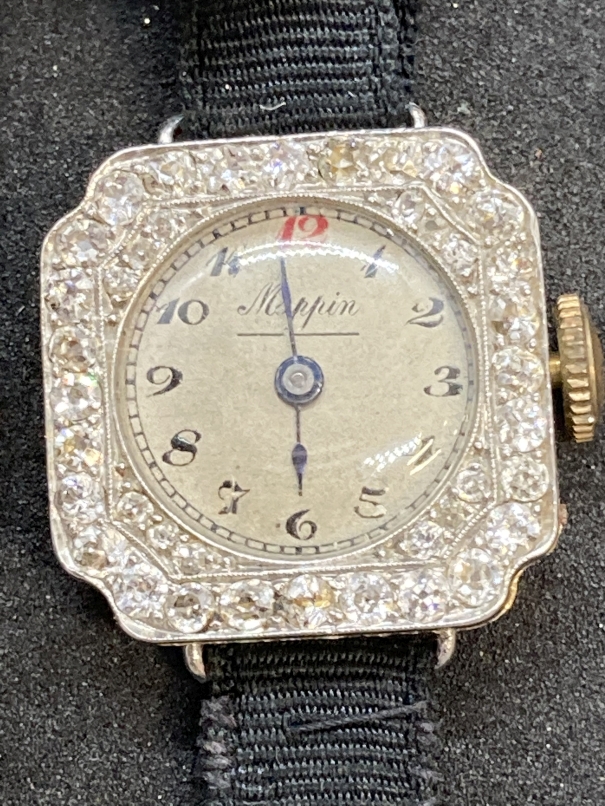 Watches: 18ct gold and platinum ladies diamond set by Mappin attached to a Moira band. Estimated - Image 2 of 3