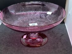 19th cent. Glass footed bowl with ruby coloured base and bowl, clear glass stem. 6ins. x 11¾ins.