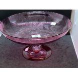 19th cent. Glass footed bowl with ruby coloured base and bowl, clear glass stem. 6ins. x 11¾ins.