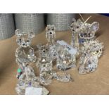 20th cent. Glass: Swarovski silver crystal animal figurines includes small swans x 3, medium