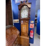 Welsh Clocks: 19th cent. Oak and mahogany 30 hour longcase Thomas Jones, Ystradgynlais. 18ins