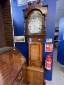 Welsh Clocks: 19th cent. Oak and mahogany 30 hour longcase Thomas Jones, Ystradgynlais. 18ins