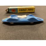 Toys: Diecast vehicles Corgi 153 Bluebird Record Car 1960-61, blue body, UK and USA flags on nose,