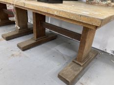 1920s/30s Art Deco oak refectory table with stylised legs in the manner of Heals. By repute ex-
