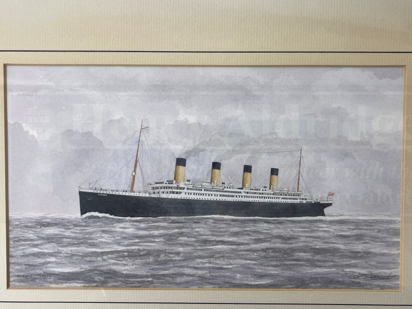 MARITIME ART: 20th Century English School D.J. Lund watercolours of Titanic, H.M.Y. Britannia and
