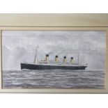 MARITIME ART: 20th Century English School D.J. Lund watercolours of Titanic, H.M.Y. Britannia and