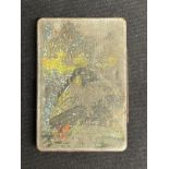WHITE STAR LINE: Heavily used R.M.S. Britannic/R.M.S. Olympic cigarette tin with match striker. 4½