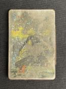 WHITE STAR LINE: Heavily used R.M.S. Britannic/R.M.S. Olympic cigarette tin with match striker. 4½