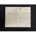 R.M.S TITANIC/OLYMPIC: Handwritten letter from Wilde onboard Olympic dated 14th September 1911