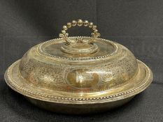 WHITE STAR LINE: First-Class Elkington plate circular tureen, cover and carrying handle. 9½ins.