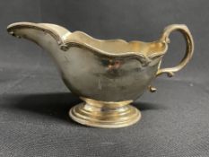 WHITE STAR LINE: First-Class silver plated Goldsmiths gravy boat. 7½ins.