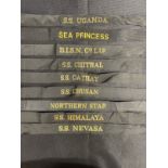 OCEAN LINER: Sailors cap ribbons S.S. Chitral, S.S. Nevasa, S.S. Himalaya, B.I.S.N. Co. Ltd, Sea