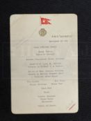 R.M.S. OLYMPIC: Extremely rare signed First-Class dinner menu for Titanic's sister Olympic dated