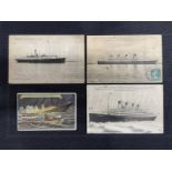 R.M.S. TITANIC: One of the earliest post-disaster French postcards, plus another postally used May